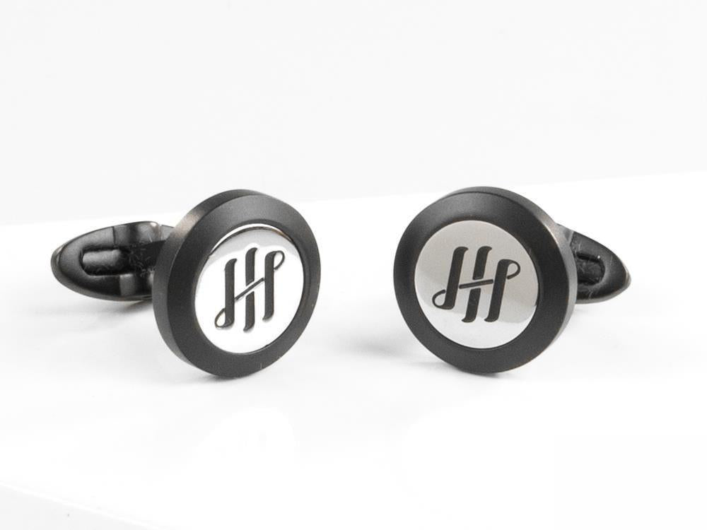 Boutons de Manchette Montegrappa Classico Ambigram, Acier inoxidable, IP Black