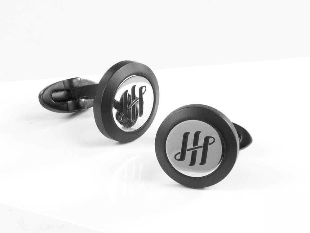 Boutons de Manchette Montegrappa Classico Ambigram, Acier inoxidable, IP Black