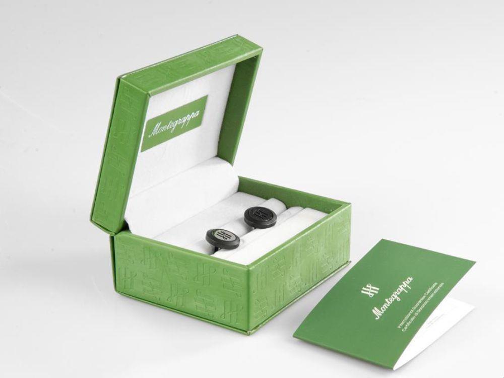 Boutons de Manchette Montegrappa Classico Ambigram, Acier inoxidable, IP Black