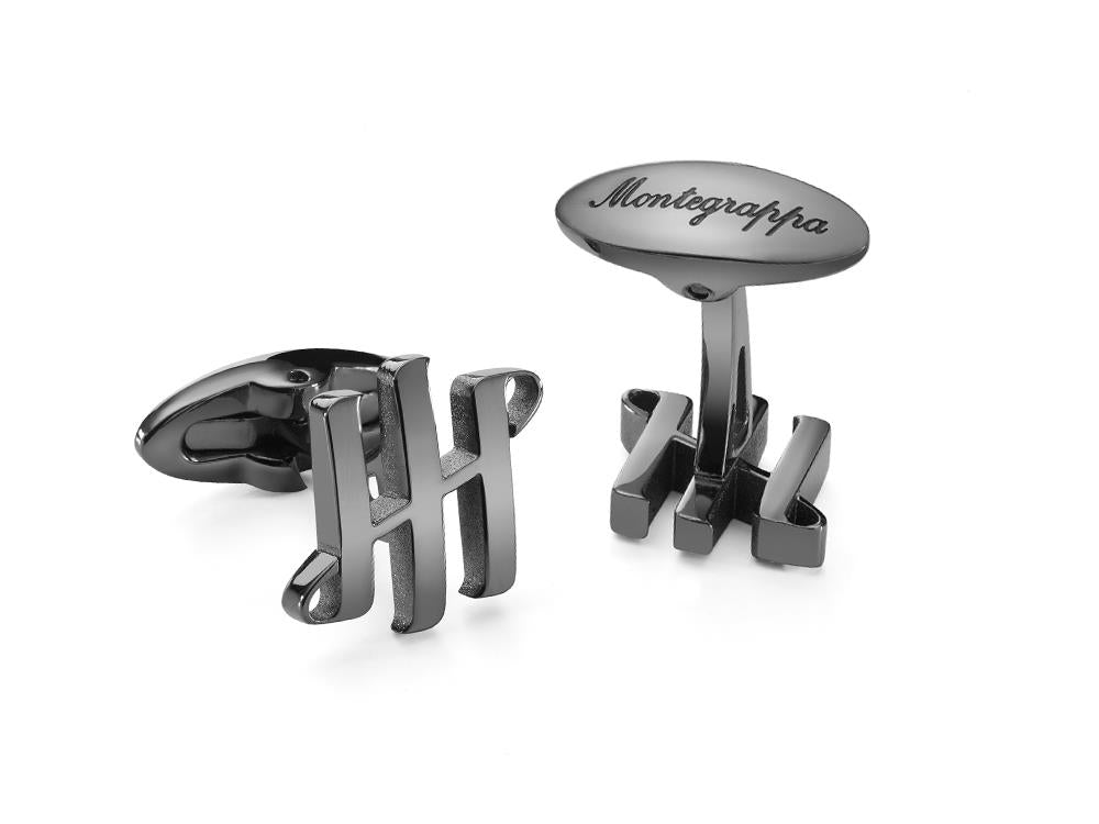 Boutons de Manchette Montegrappa Ambigram, Acier inoxidable, IP Gun Metal