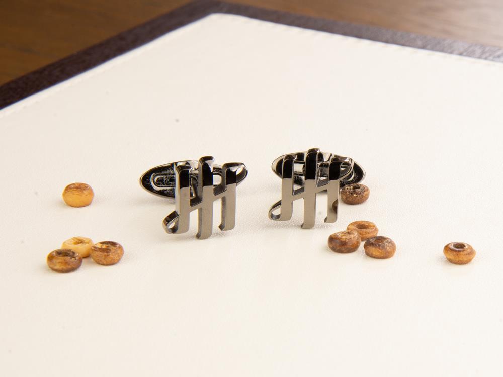 Boutons de Manchette Montegrappa Ambigram, Acier inoxidable, IP Gun Metal
