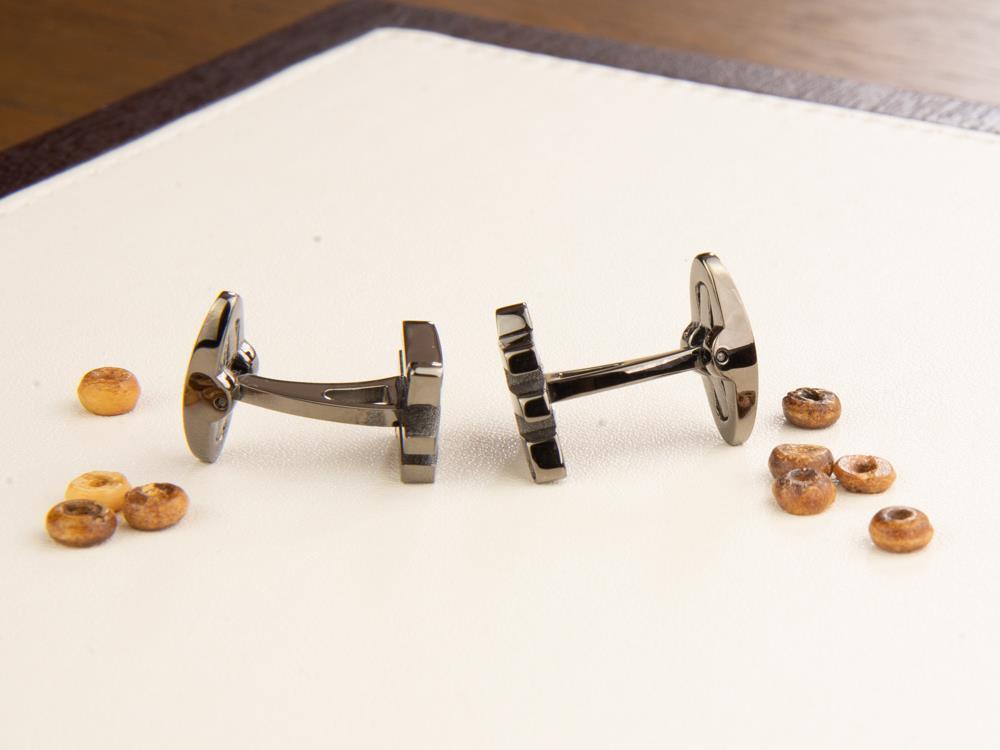 Boutons de Manchette Montegrappa Ambigram, Acier inoxidable, IP Gun Metal