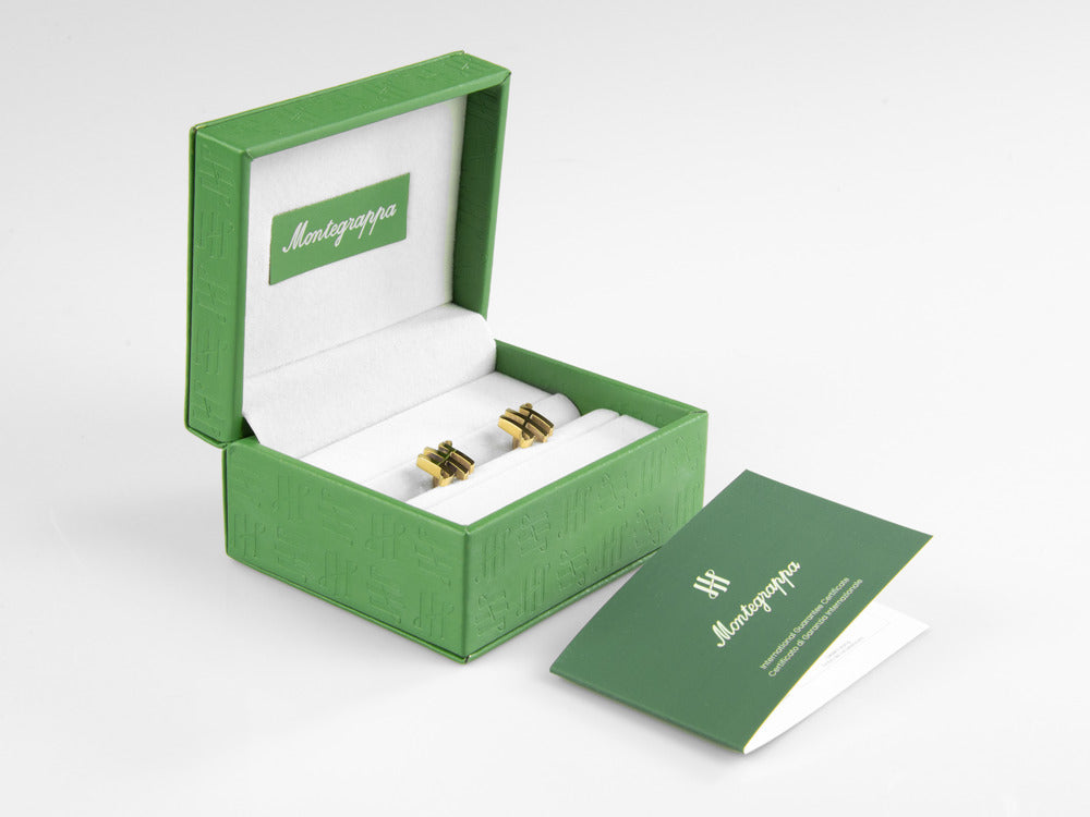 Boutons de Manchette Montegrappa Ambigram, Acier, IP Yellow Gold, IDA2CLY0