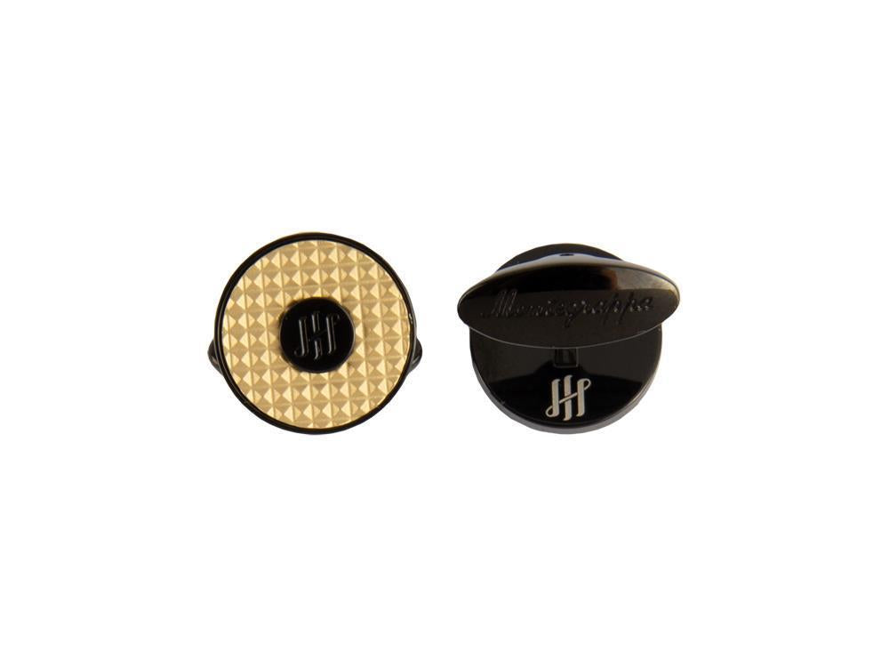 Boutons de Manchette Montegrappa Clou Ambigram, Acier, IP Black & Yellow Gold