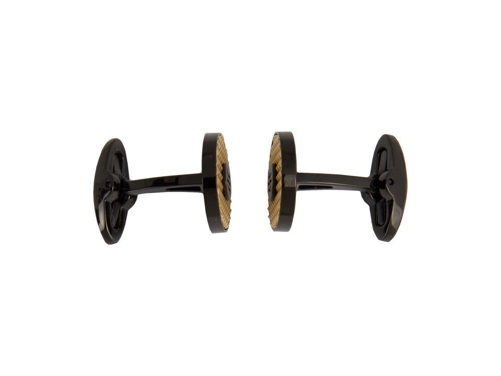 Boutons de Manchette Montegrappa Clou Ambigram, Acier, IP Black & Yellow Gold