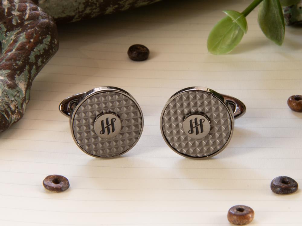 Boutons de Manchette Montegrappa Clou Ambigram, Acier inoxidable, IP Gun Metal