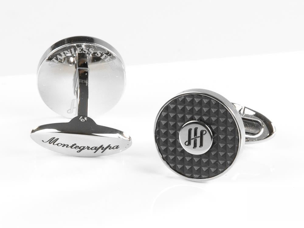 Boutons de Manchette Montegrappa Clou Ambigram, Acier inoxidable. IP Black