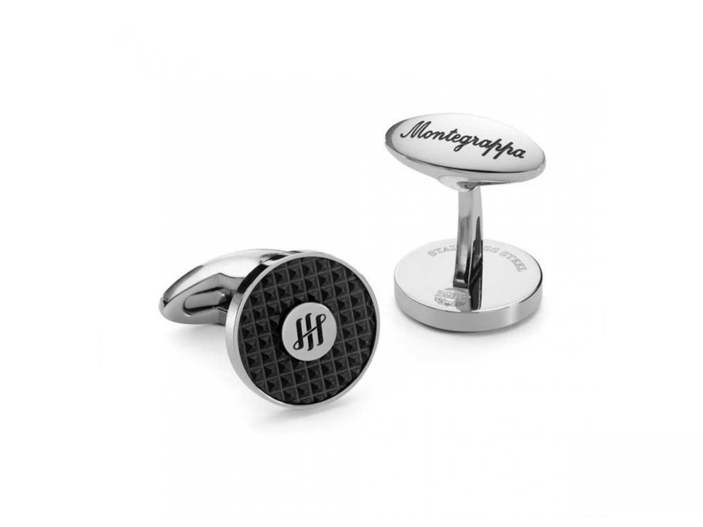 Boutons de Manchette Montegrappa Clou Ambigram, Acier inoxidable. IP Black