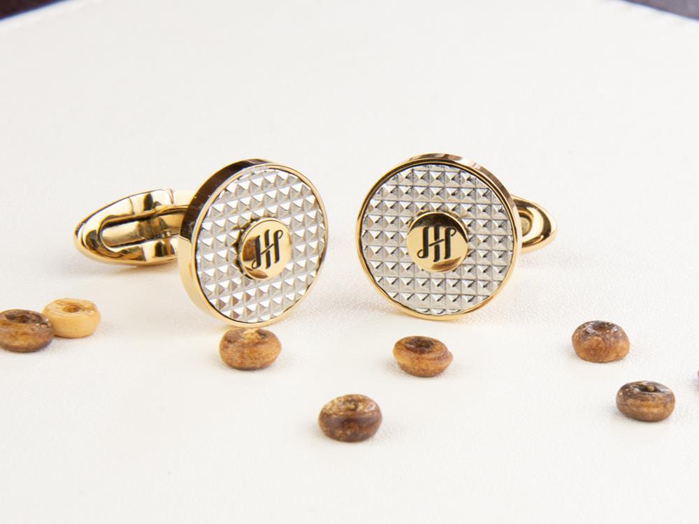 Boutons de Manchette Montegrappa Clou Ambigram, Acier inoxidable, IP Yellow Gold