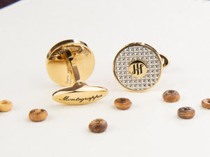 Boutons de Manchette Montegrappa Clou Ambigram, Acier inoxidable, IP Yellow Gold