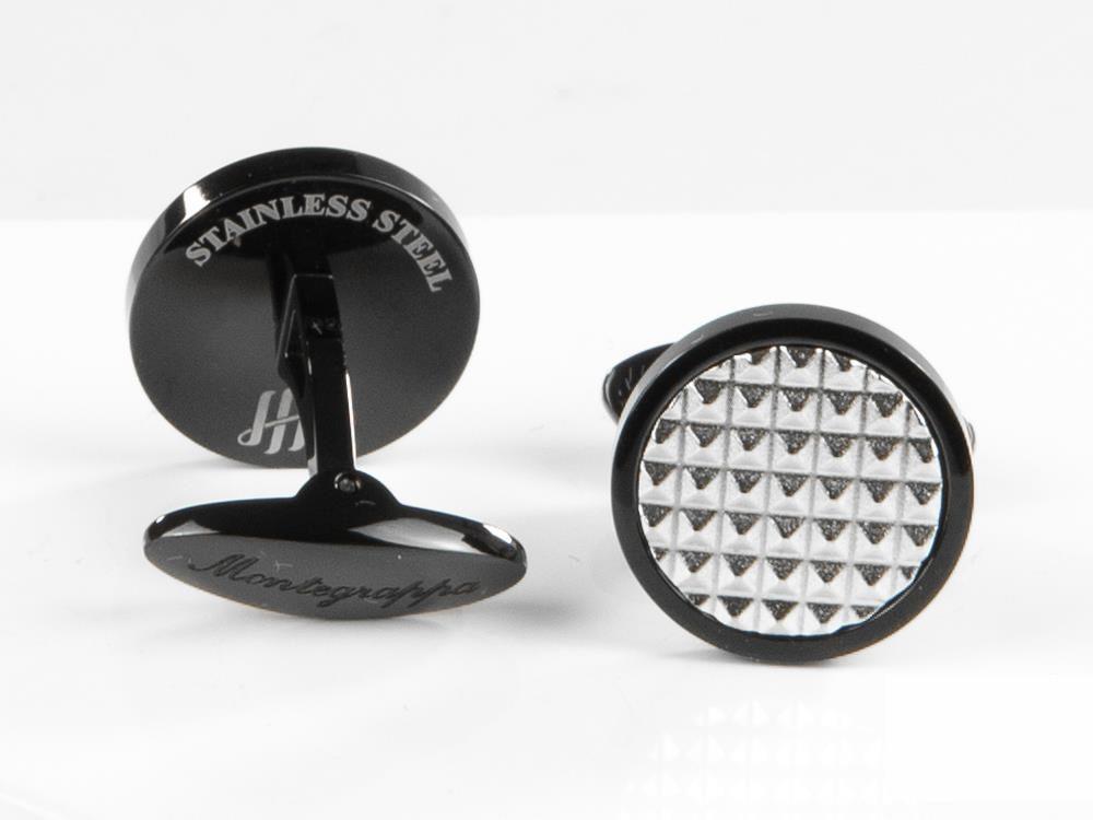 Boutons de Manchette Montegrappa Clou, Acier inoxidable, IP Black, IDCPCLBS