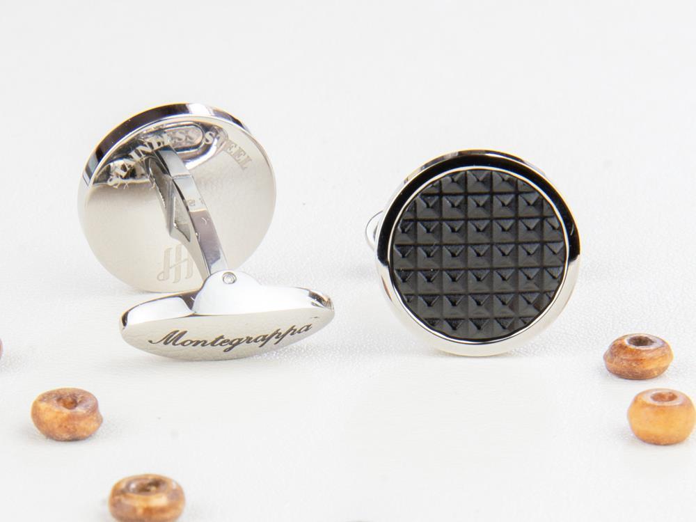 Boutons de Manchette Montegrappa Clou, Acier inoxidable. IP Black, IDCPCLSB