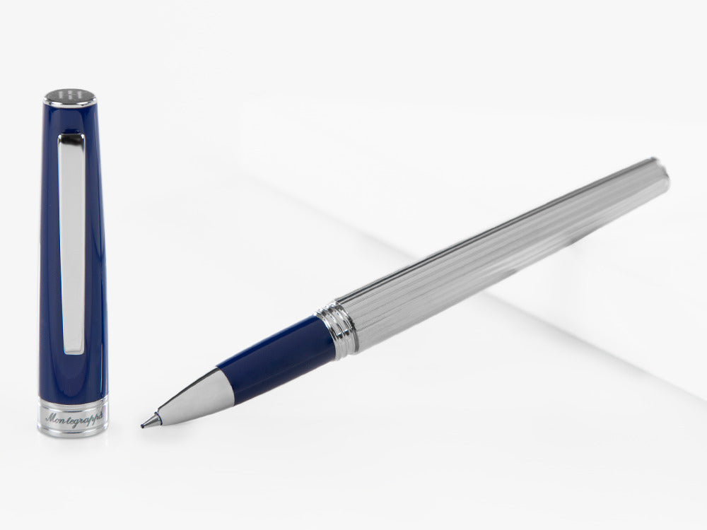 Roller Montegrappa Armonia Duetto, Acier, Bleu ISA1MRAB