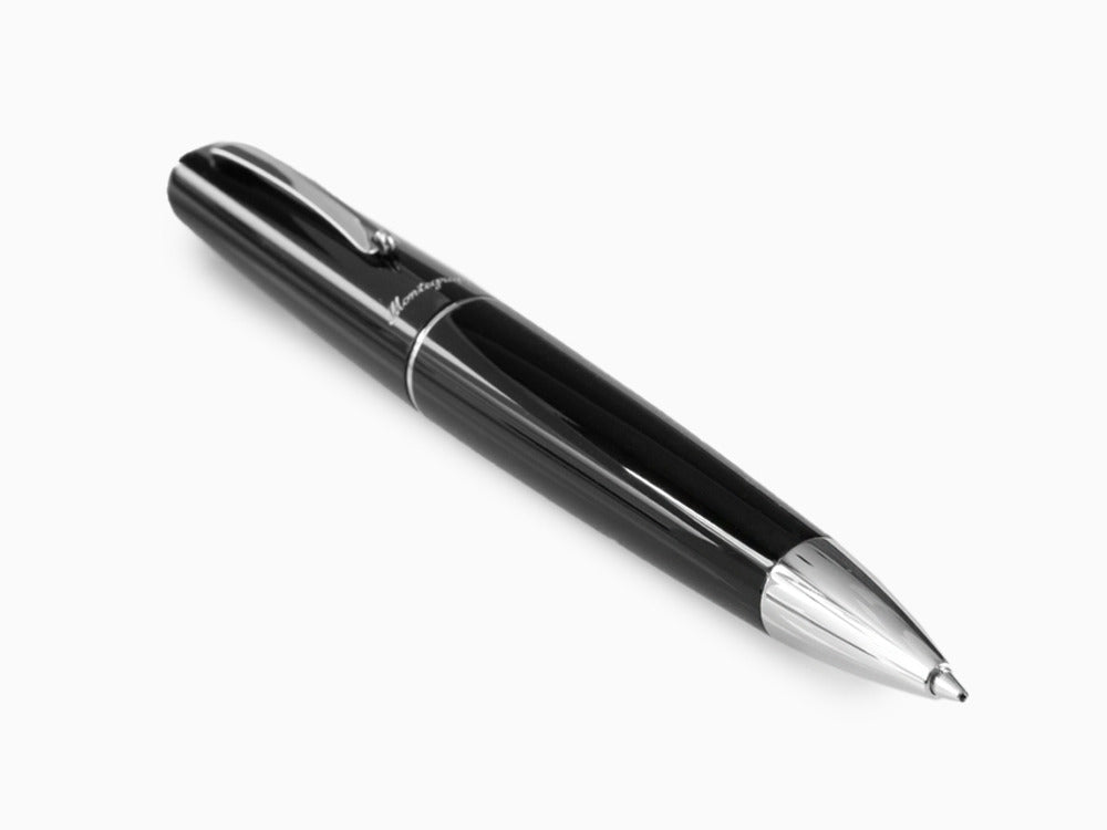 Stylo bille Montegrappa Elmo 01, Résine Noire, Acier Inoxydable, ISEORBAC