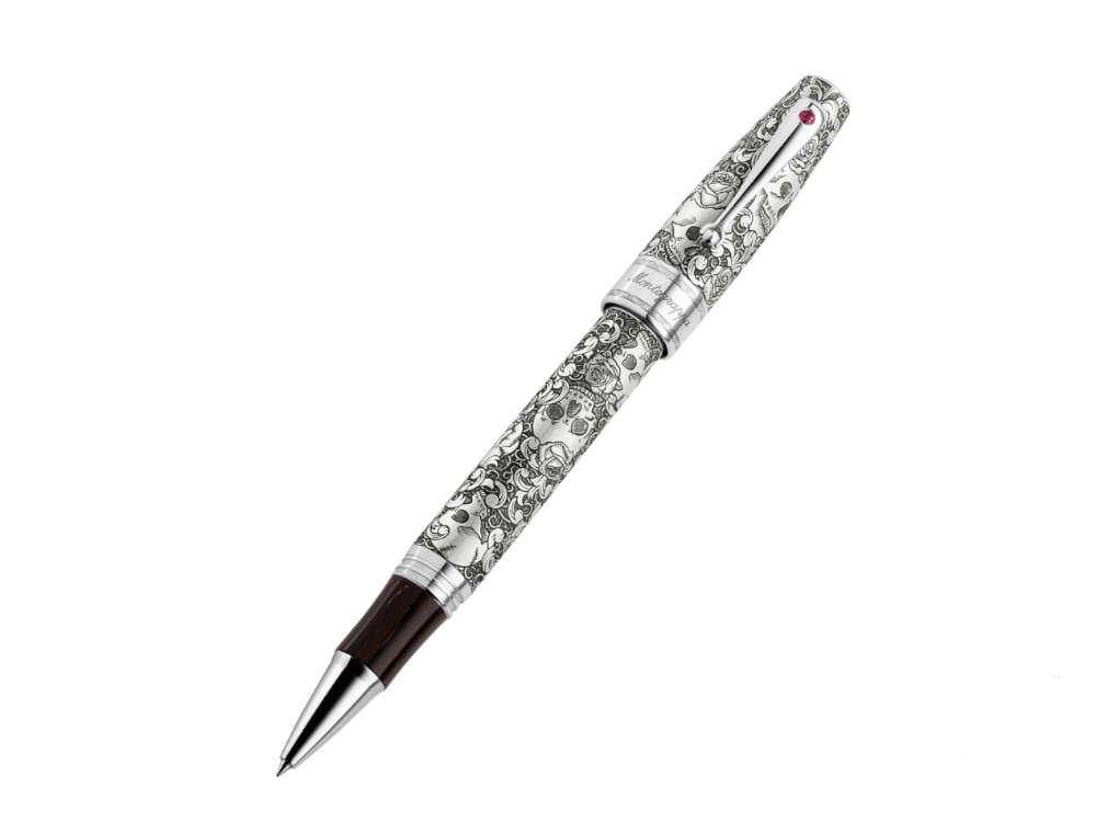Roller Montegrappa Skulls & Roses, Argent, Edition Limitée, ISSKNRSE