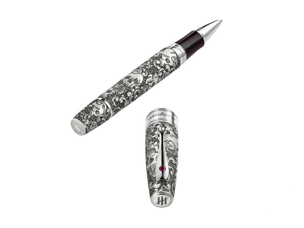 Roller Montegrappa Skulls & Roses, Argent, Edition Limitée, ISSKNRSE