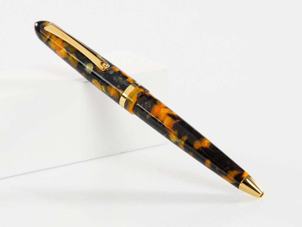 Stylo bille Montegrappa Venetia Havana Amber, Ambre, Plaqué or, ISVENBAO