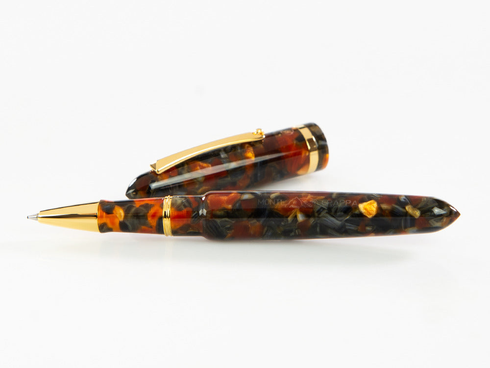 Roller Montegrappa Venetia Plume Agate, Orange, Plaqué or, ISVENRAJ