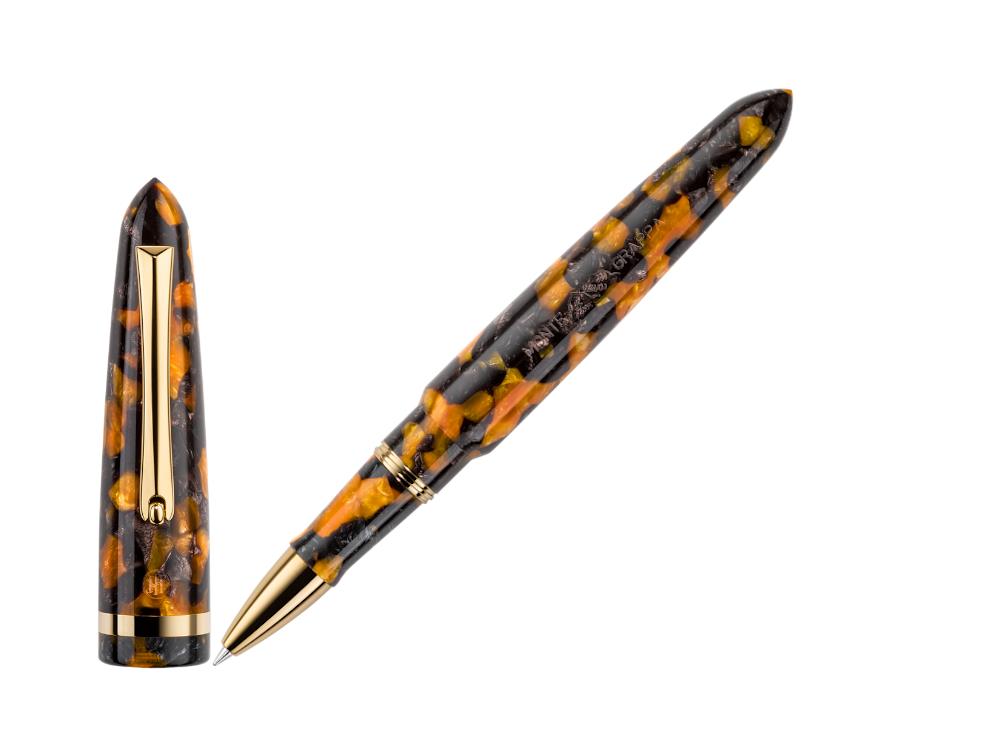 Roller Montegrappa Venetia Havana Amber, Ambre, Plaqué or, ISVENRAO
