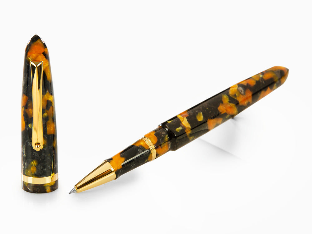 Roller Montegrappa Venetia Havana Amber, Ambre, Plaqué or, ISVENRAO