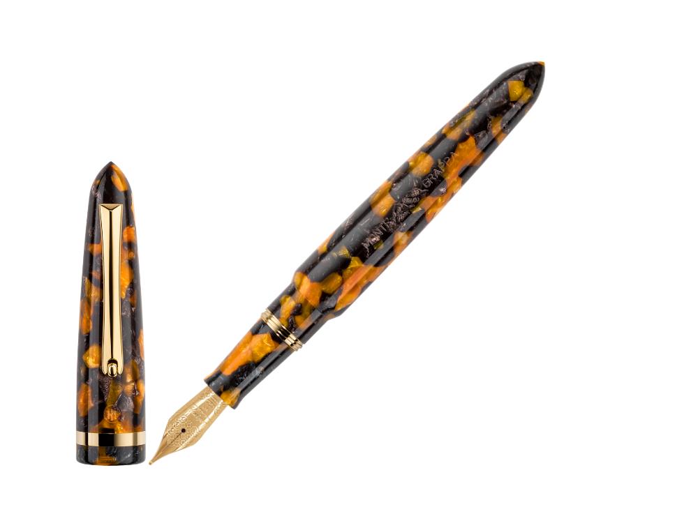 Stylo Plume Montegrappa Venetia Havana Amber, Ambre, Or 14k, ISVEN_4O
