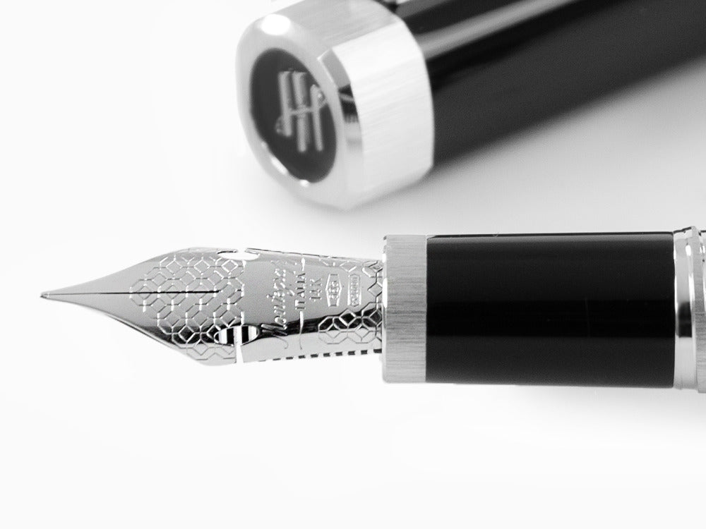 Stylo Plume Montegrappa Quattro, Palladium, Or 14k Flex, Noir, ISZ4I-XP