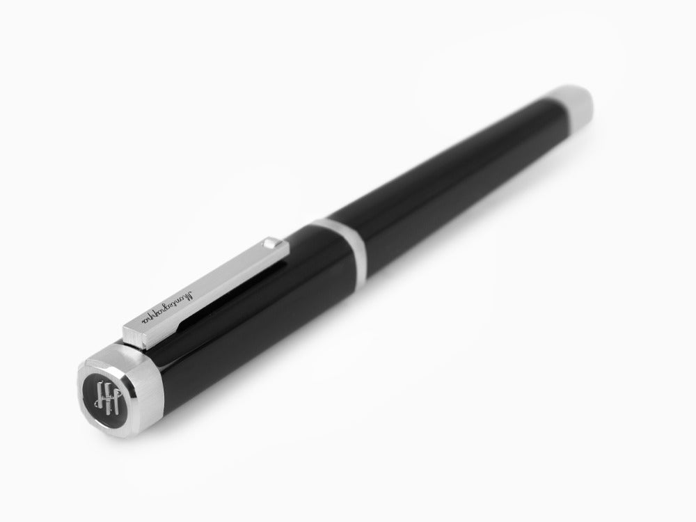 Stylo Plume Montegrappa Quattro, Palladium, Or 14k Flex, Noir, ISZ4I-XP