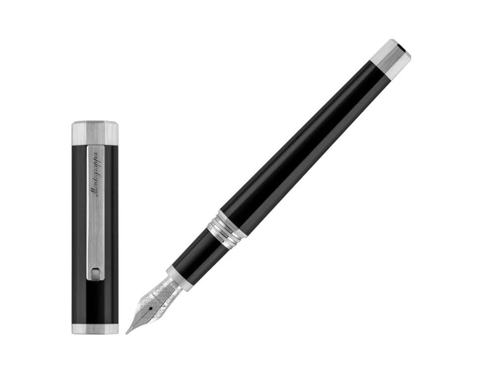 Stylo Plume Montegrappa Otto, Noir, Attributs Palladium, ISZ8I-8P