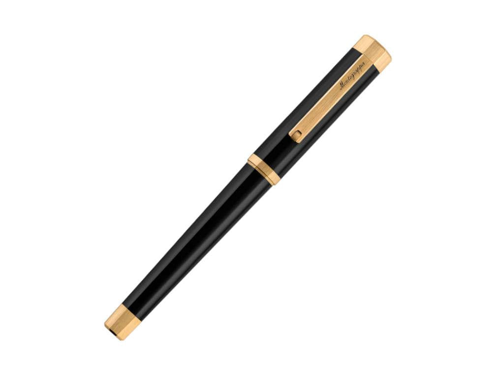 Stylo Plume Montegrappa Otto, Noir, Plaqué or, ISZ8I-8Y