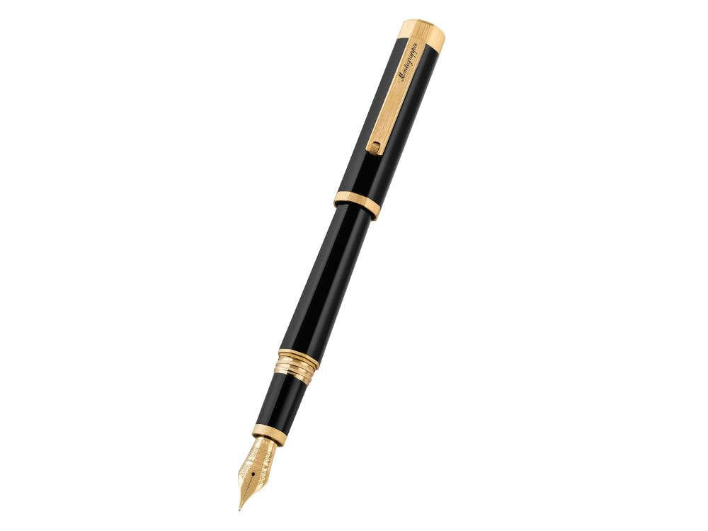 Stylo Plume Montegrappa Otto, Noir, Plaqué or, ISZ8I-8Y
