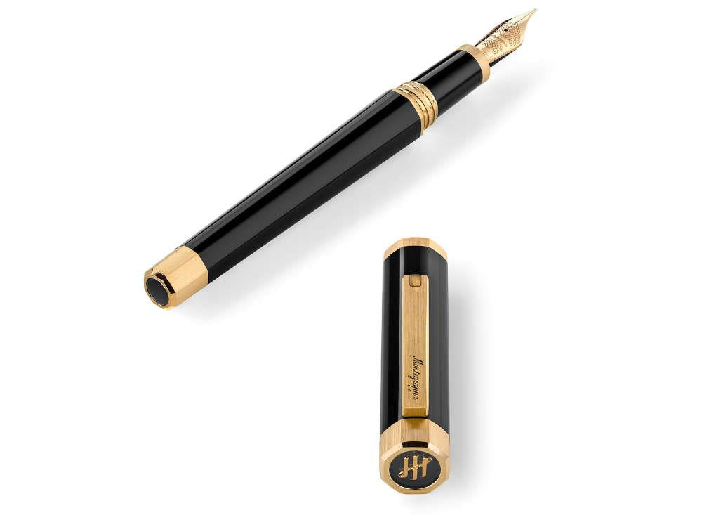 Stylo Plume Montegrappa Otto, Noir, Plaqué or, ISZ8I-8Y