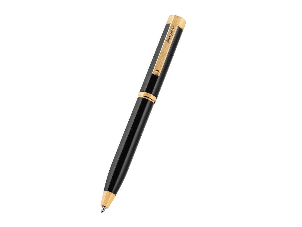 Stylo bille Montegrappa Otto, Résine Acrilique, Noir, Plaqué or, ISZ8IBIY