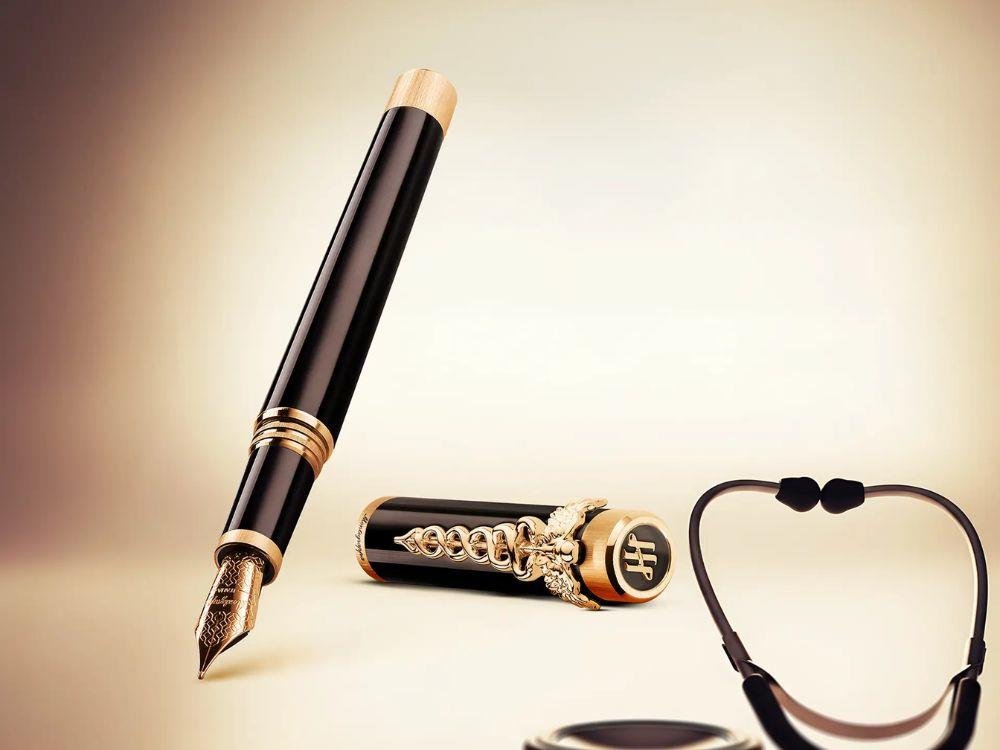 Stylo Plume Montegrappa Zero Zodiac Caduceus Yellow Gold en Acier