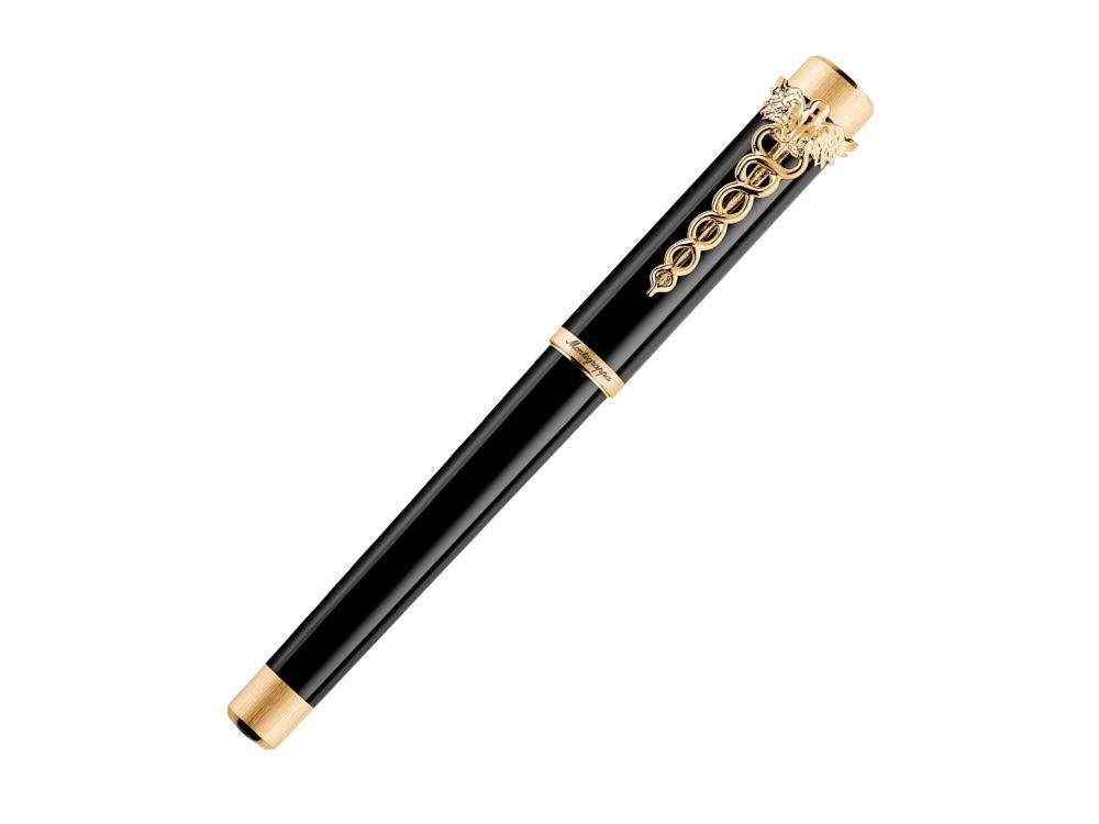 Roller Montegrappa Zero Caduceus Yellow Gold, Noir, ISZECRIY