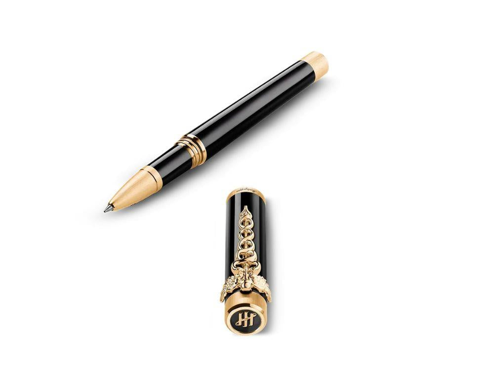 Roller Montegrappa Zero Caduceus Yellow Gold, Noir, ISZECRIY