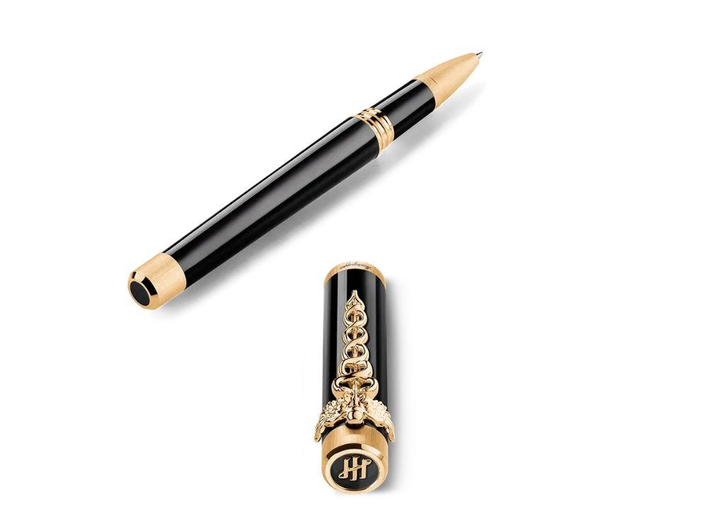 Roller Montegrappa Zero Caduceus Yellow Gold, Noir, ISZECRIY