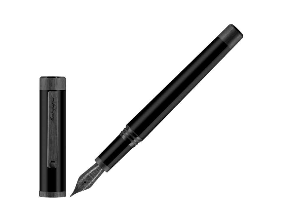 Stylo Plume Montegrappa Zero, Noire, Ultra Black Ruthenium, ISZEI-4C