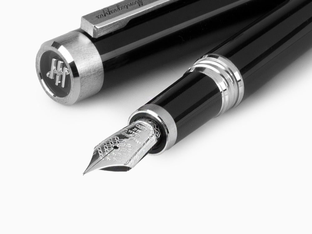 Stylo Plume Montegrappa Zero, Noire, Palladium IP, Or 14K, ISZEI-4P