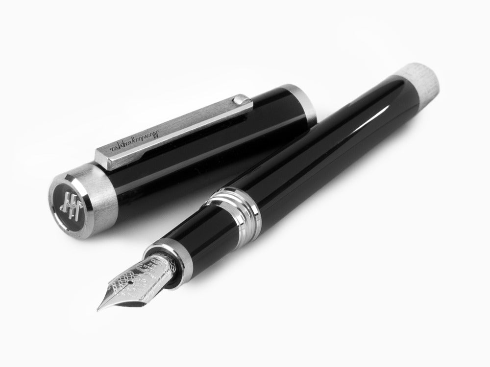 Stylo Plume Montegrappa Zero, Noire, Palladium IP, Or 14K, ISZEI-4P