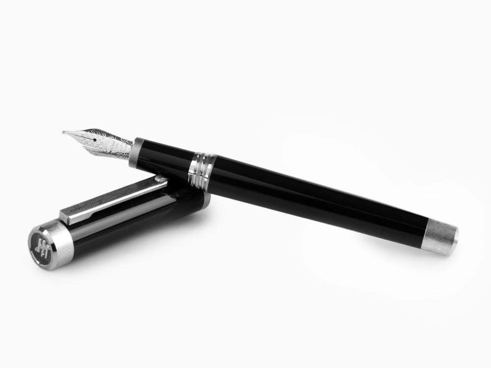 Stylo Plume Montegrappa Zero, Noire, Palladium IP, Or 14K, ISZEI-4P