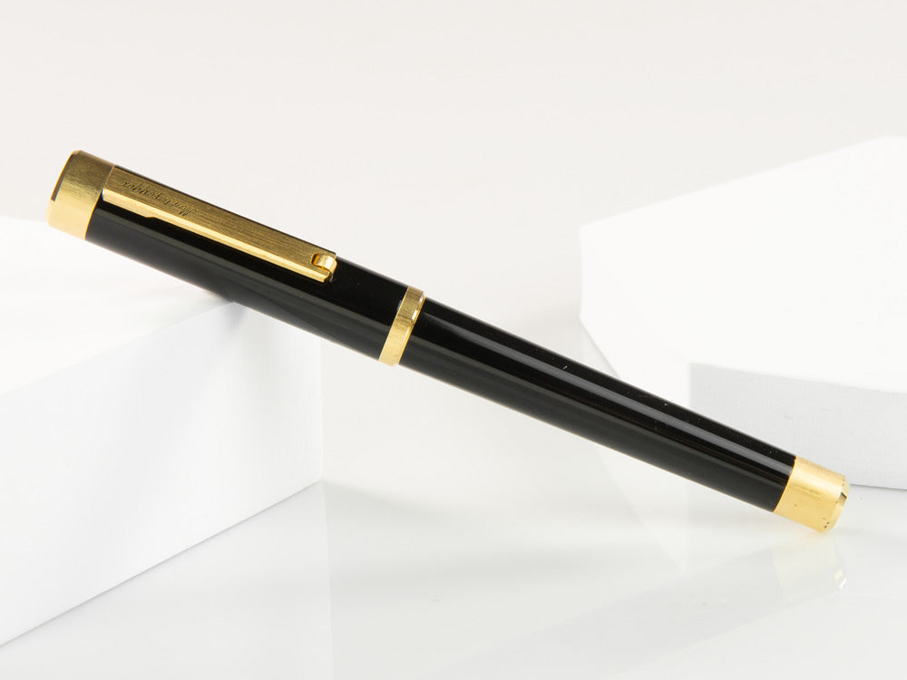Stylo Plume Montegrappa Zero, Résine Noire, Ornements d'or, ISZEI-IY