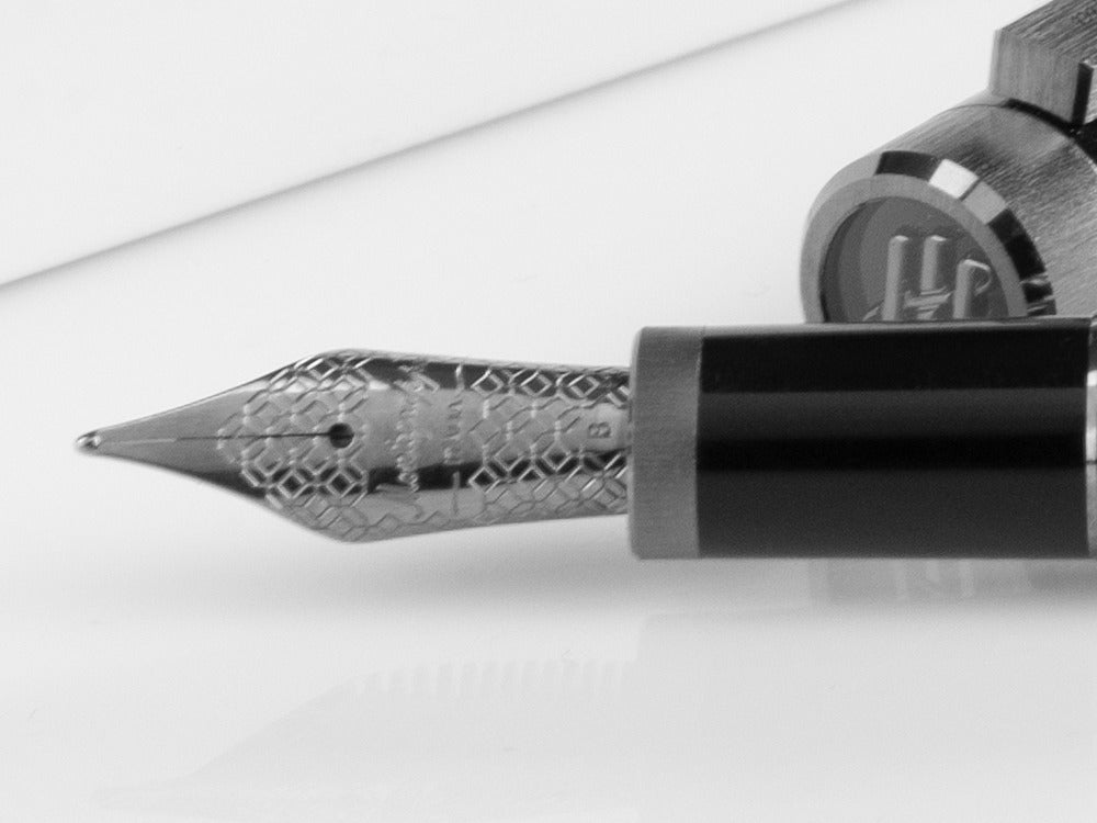 Stylo Plume Montegrappa Zero, Noire, Argenttraité, Ruthenium, ISZET-BL