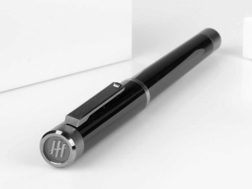 Stylo Plume Montegrappa Zero, Noire, Argenttraité, Ruthenium, ISZET-BL