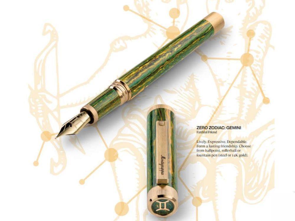 Stylo Plume Montegrappa Zero Zodiac Gemini, 14k, LE, ISZEZ-4Y-G7