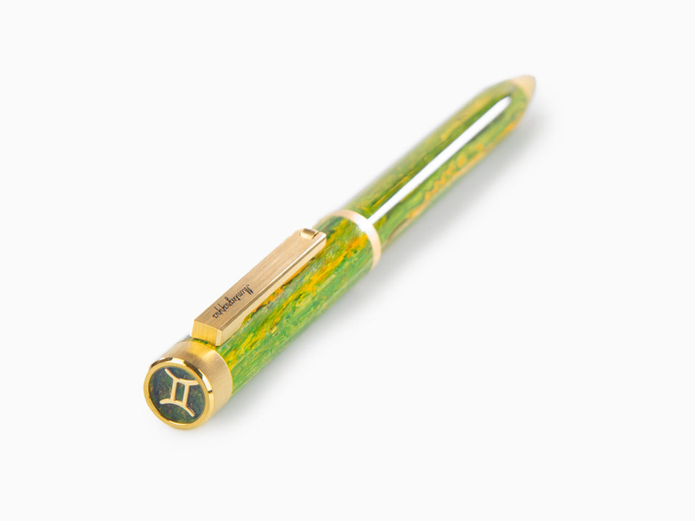 Stylo bille Montegrappa Zero Zodiac Gemini, Vert, Plaqué or, ISZEZBIY-G7