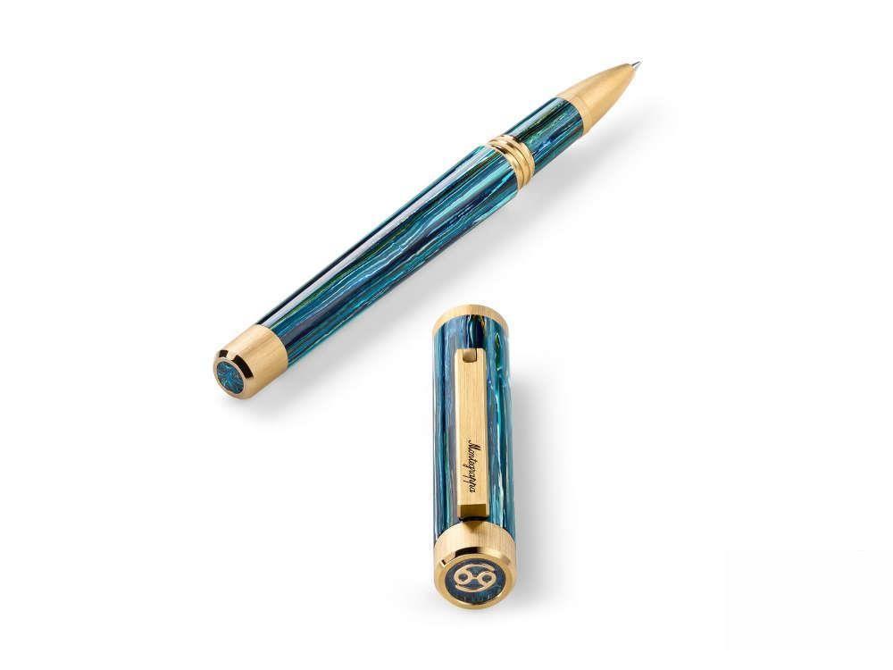 Roller Montegrappa Zero Zodiac Cancer, Bleu, Plaqué or, ISZEZRIY-G9