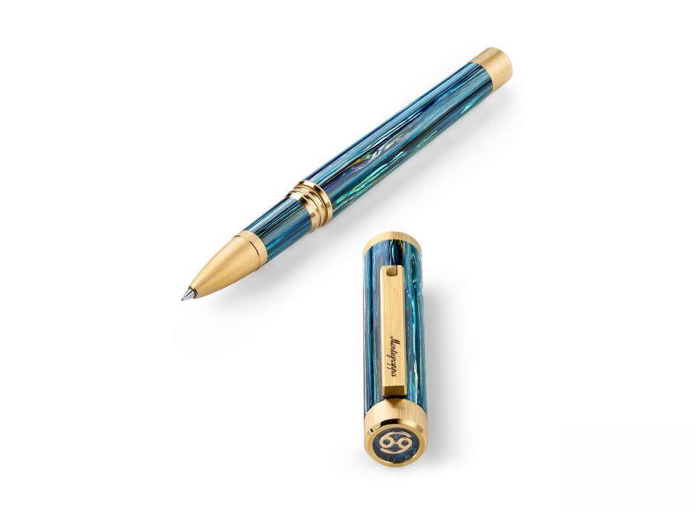 Roller Montegrappa Zero Zodiac Cancer, Bleu, Plaqué or, ISZEZRIY-G9
