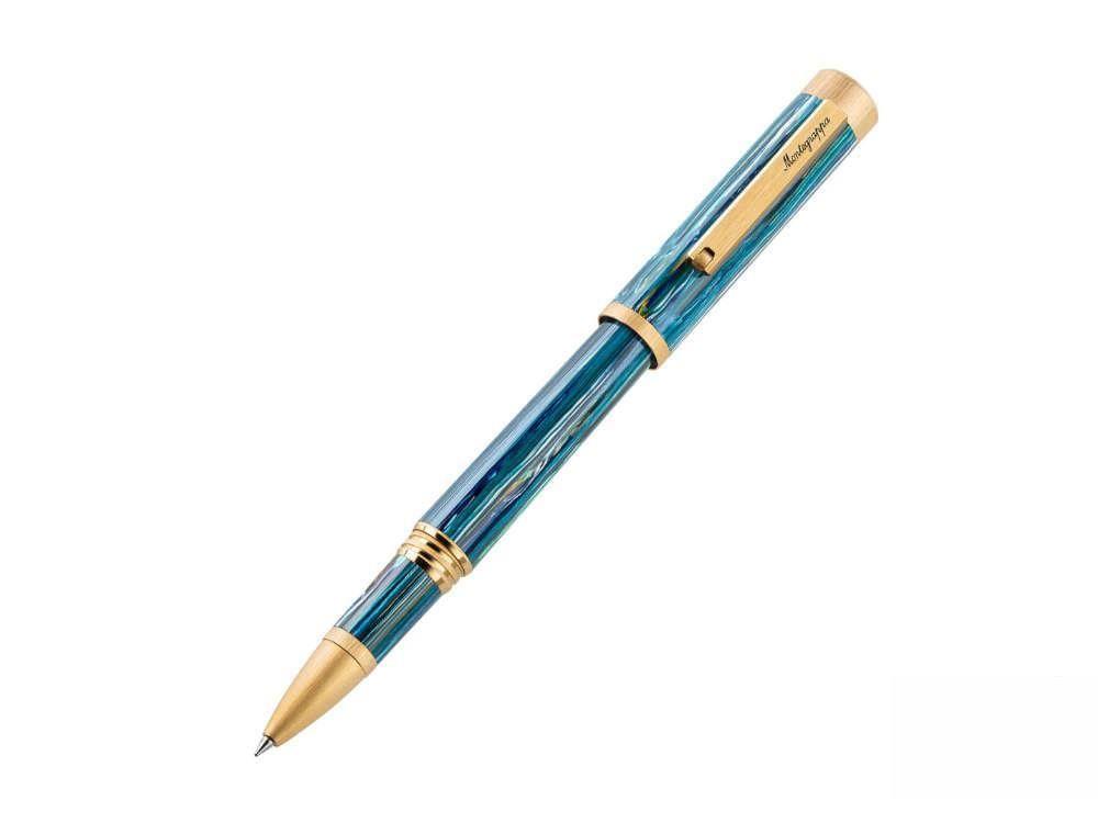 Roller Montegrappa Zero Zodiac Cancer, Bleu, Plaqué or, ISZEZRIY-G9