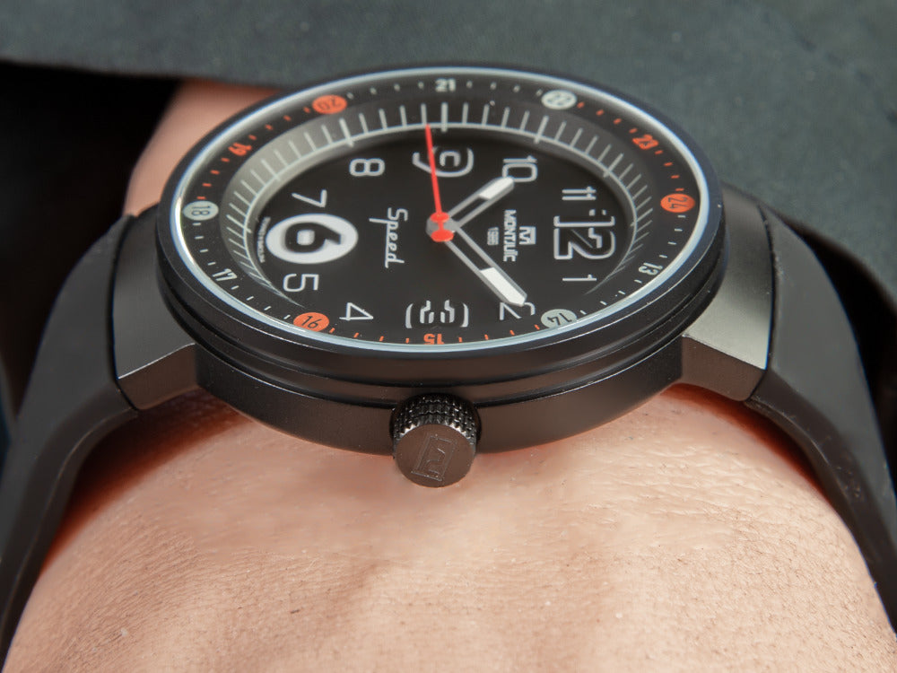 Montre à Quartz Montjuic Standard, Acier Inoxydable, Noir, 43 mm, MJ1.0101.B