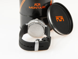 Montre à Quartz Montjuic Standard, Acier Inoxydable, Noir, 43 mm, MJ1.0101.S